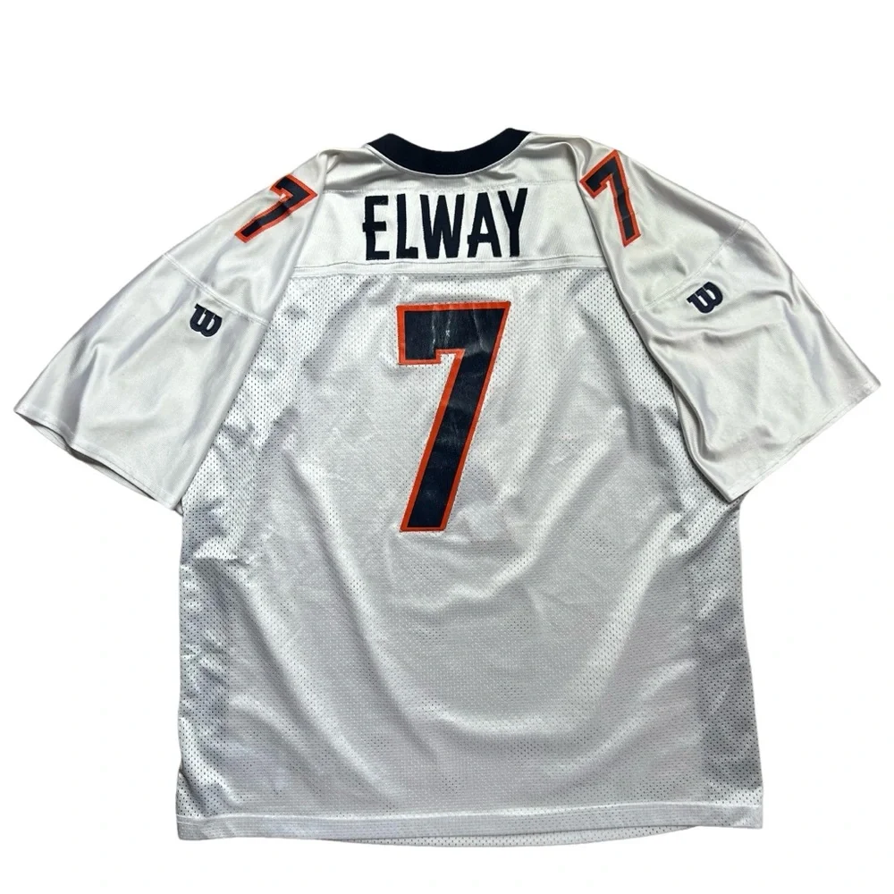Vintage 90s Wilson - Denver Broncos John Elway #7 NFL Jersey - White XXL - Picture 1 of 9